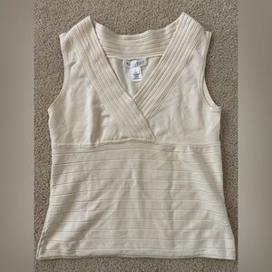 Cream White House Black Market V-Neck top